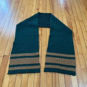 L.L.Bean Green & Brown Ribbed Knit Scarf One Size Long Winter Scarf